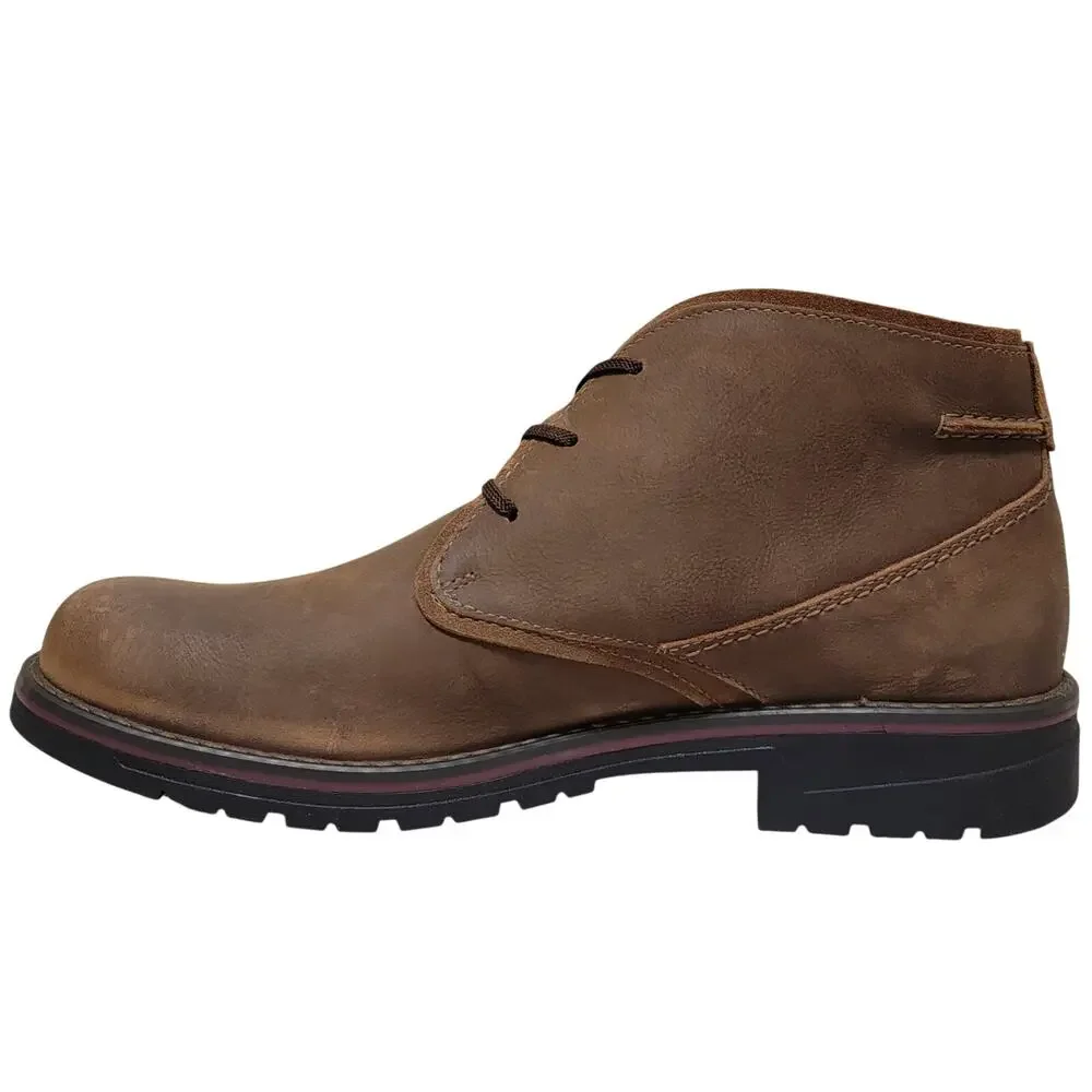 Clarks Morris Peak Waterproof Chukka Boots Size US 7.5M Dark Tan Brown Leather